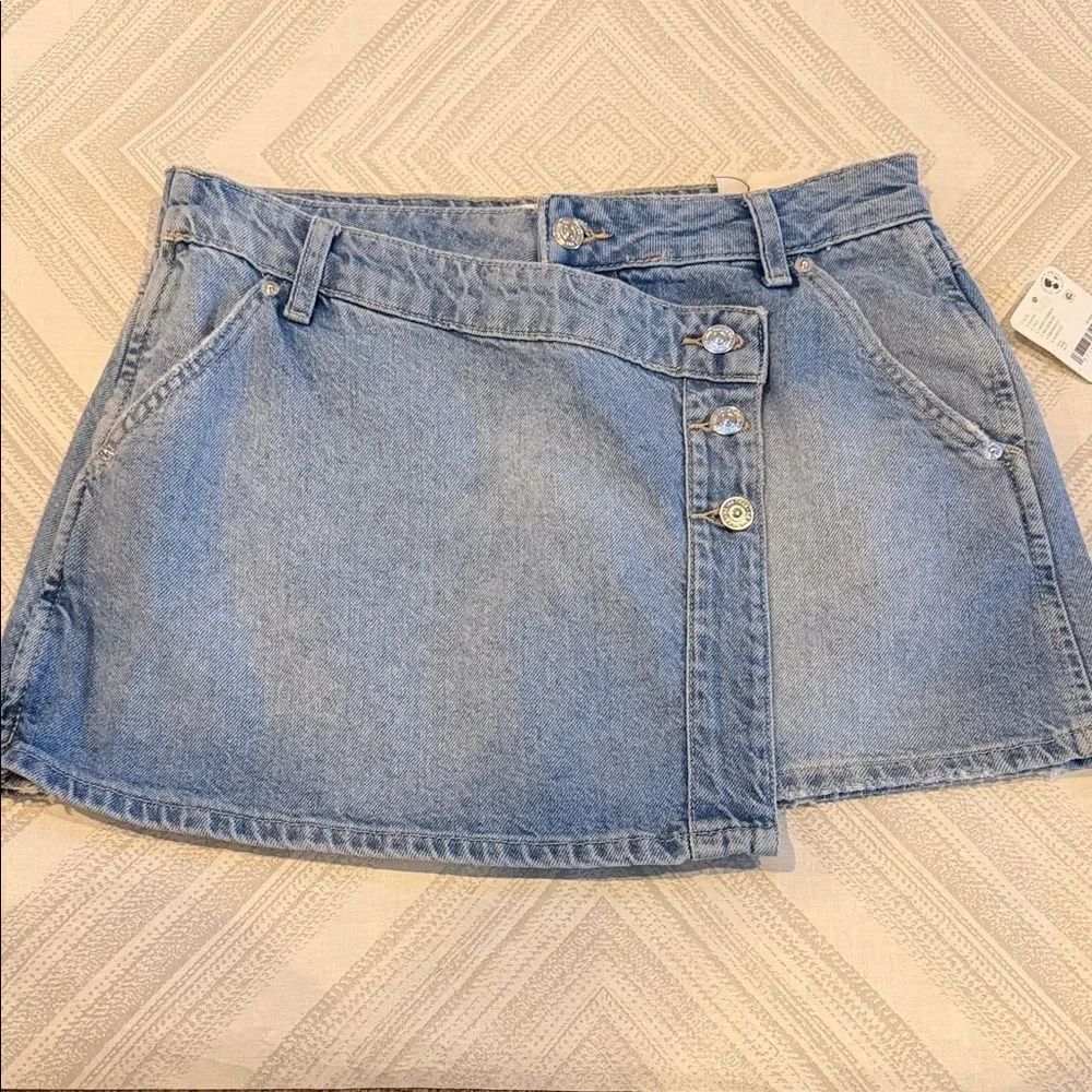 We The Free by Free People Wynne Denim Skirt Size 27 Light Indigo A-Line